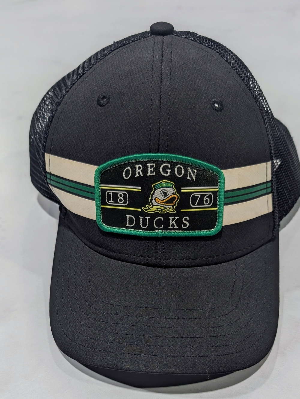 Top of the World Oregon Ducks Black Hat with Green and Cream Patch